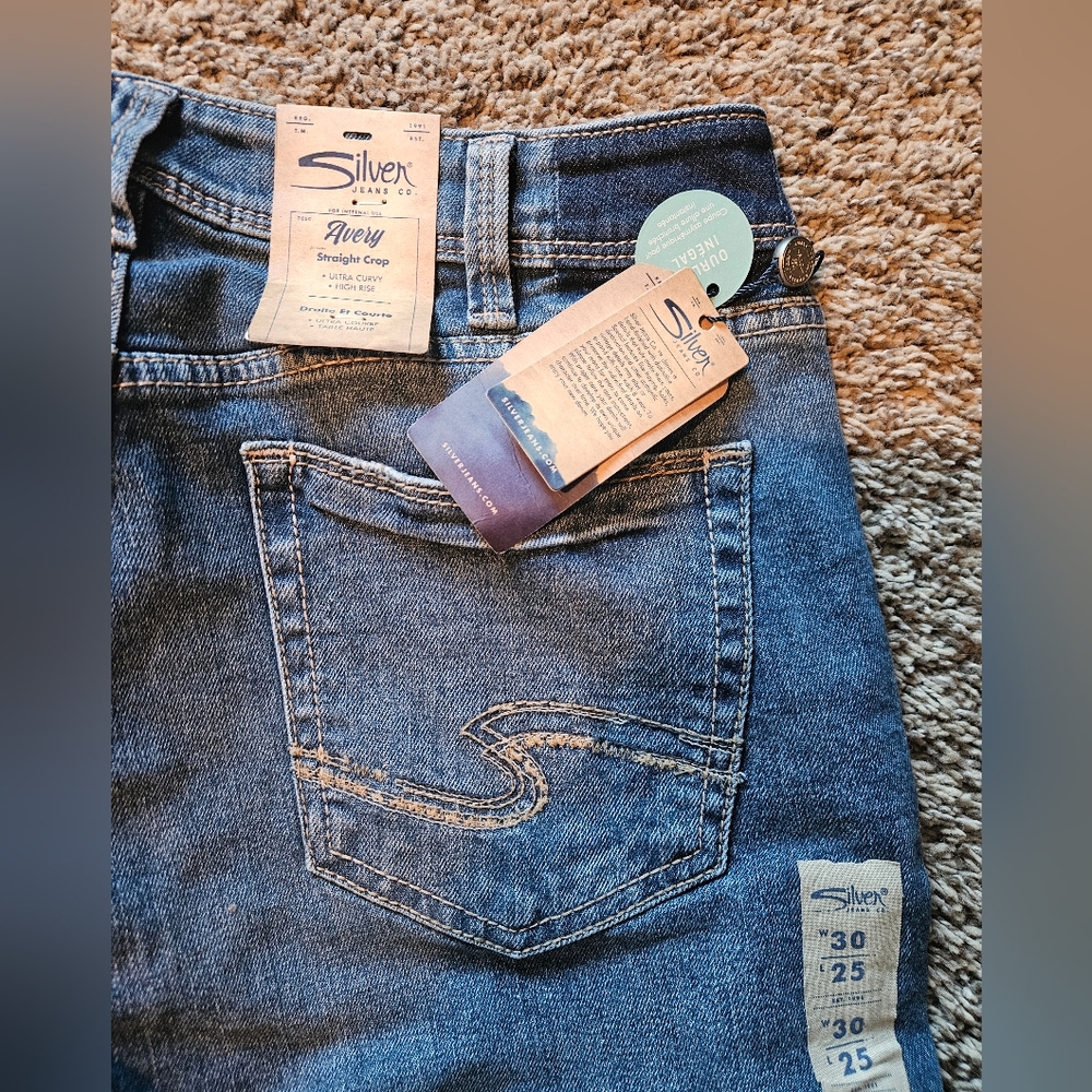 Silver Crop Jeans